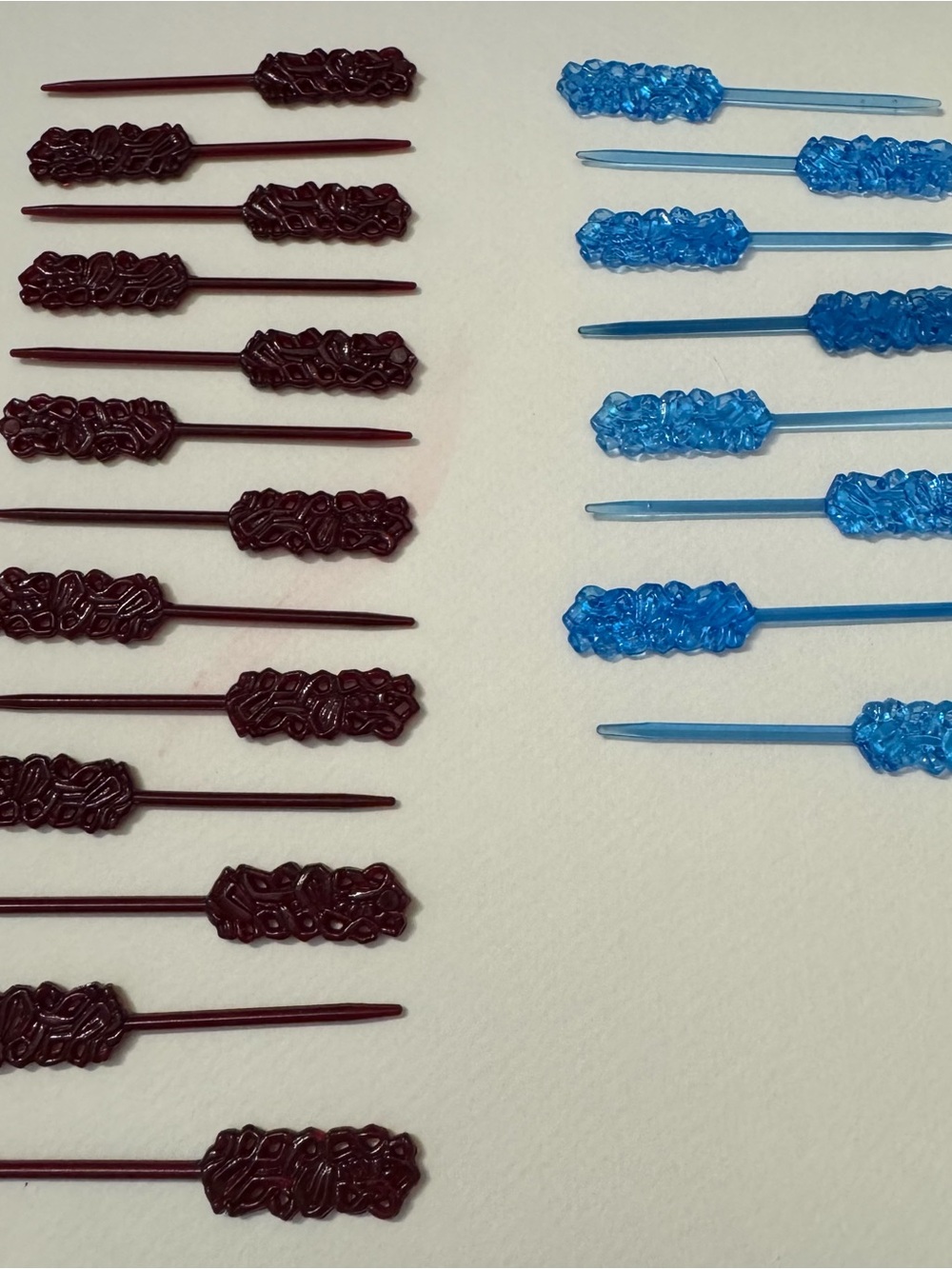 21 Vintage Decorative Cocktail Picks - Blue & Burgundy - Retro Barware